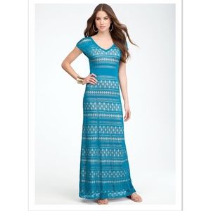 Bebe Pointelle Maxi Dress Teal/Sea Size Med